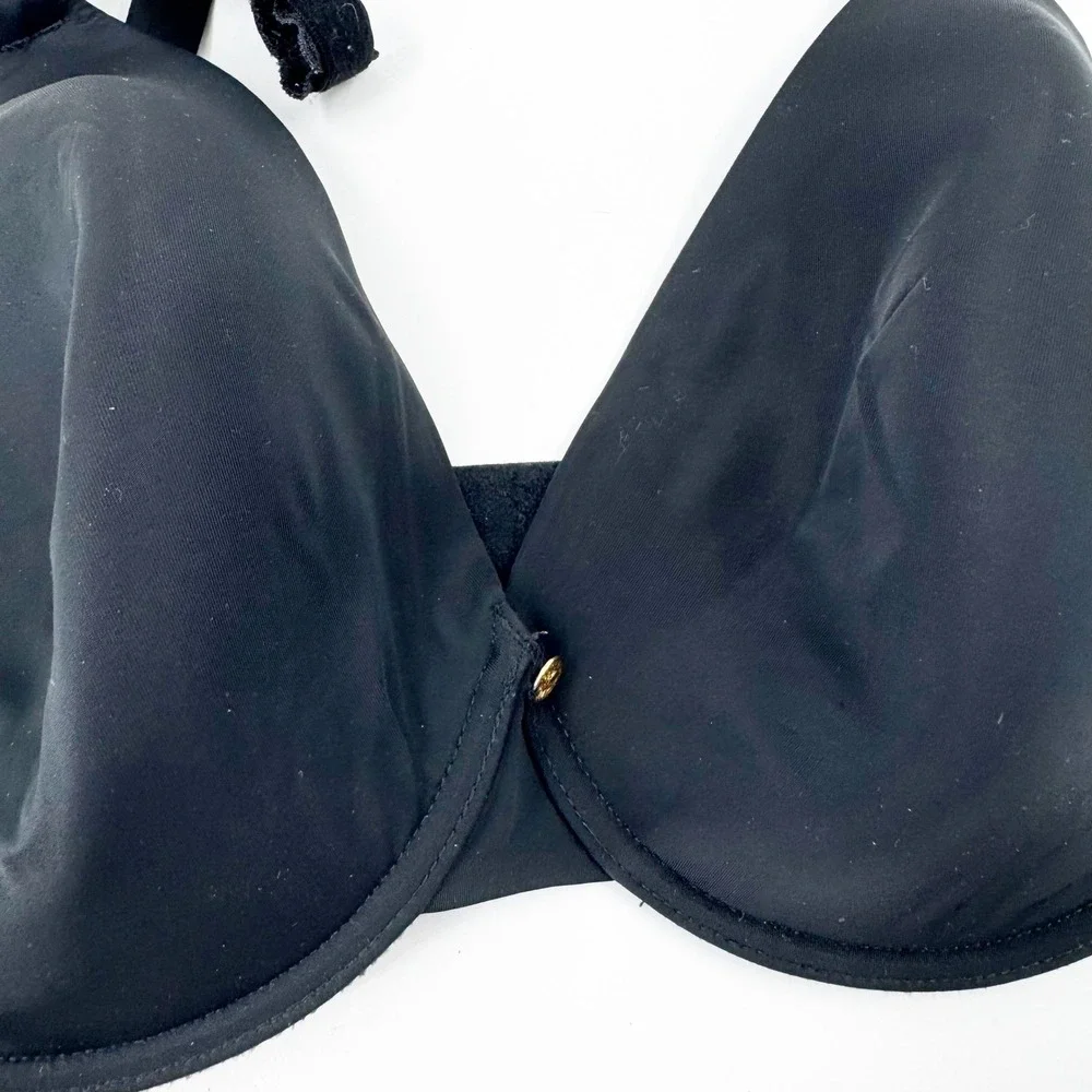 Natori Women PURE LUXE Black Underwire Molded‎ Cup Bra Lace Trim Straps Size 32G